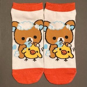 🧸🐤🚿🧦 1 Pair 🇯🇵 NWOT Japan San-X Rilakkuma Teddy Bear Chicken Shower Cartoon Sock